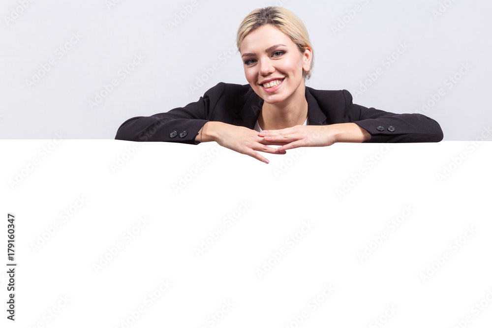 Attractive business lady in strong office jacket Attractive business lady in strong office jacket