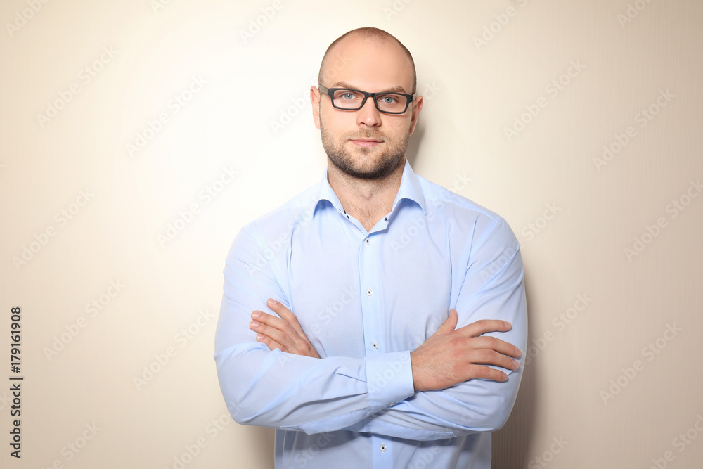 Young man on light background Young man on light background