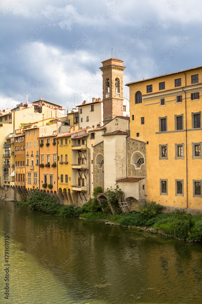 Traditional buildings of Florence on the Arno river, Tuscany, Italy