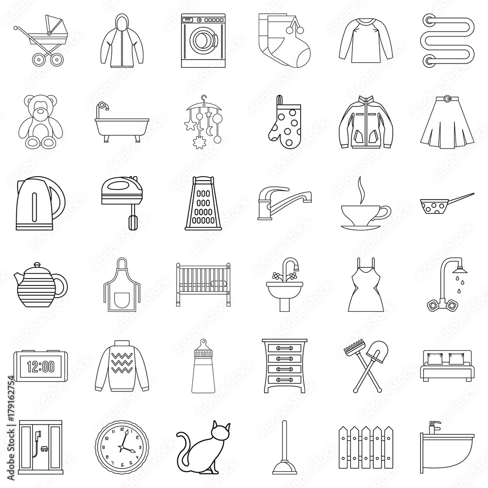 House icons set, outline style House icons set, outline style