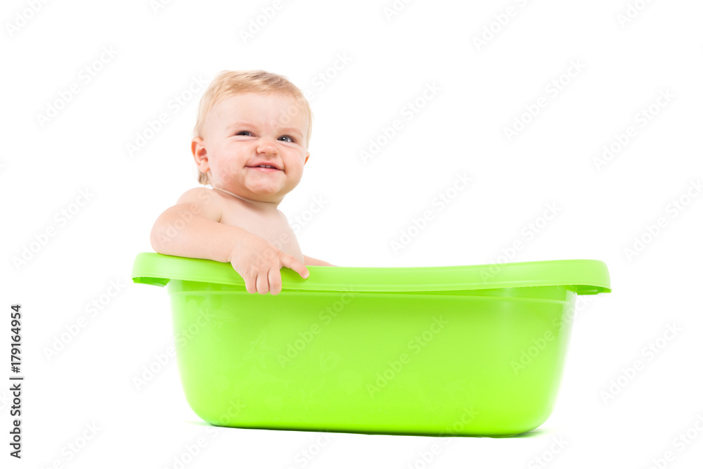 cute attractive baby boy take bath in tub cute attractive baby boy take bath in tub
