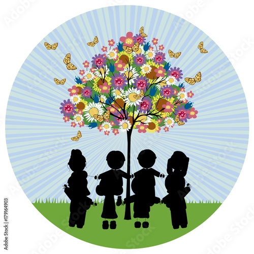 chidren and tree