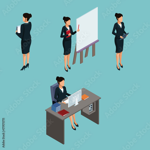 Isometric business avatars icon vector illustration graphic design