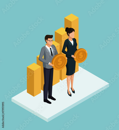 Isometric business avatars icon vector illustration graphic design