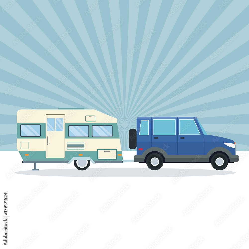 Suv with caravan trailer icon vector illustration graphic