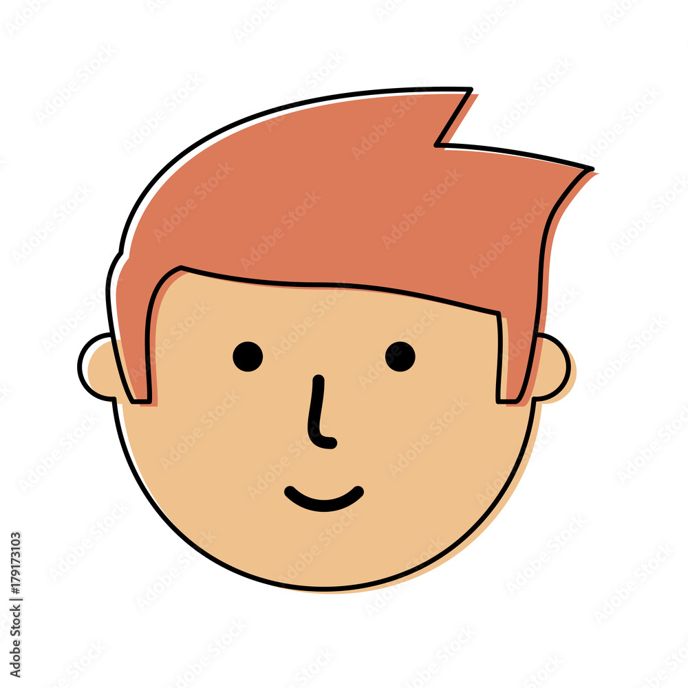 flat line colored man face over white background vector illustration flat line colored man face over white background vector illustration