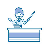 flat line colored teacher  man over white background  vector illustration
