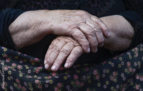 Wrinkled senior  hands