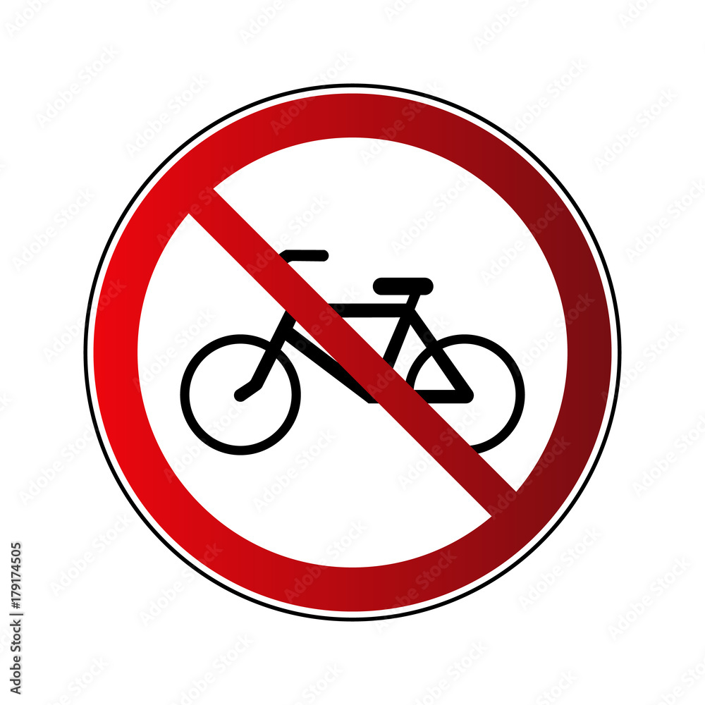 No bicycle sign. Forbidden red road sign isolated on white background. Prohibited no bicycle icon. No allowed bike button. Bicyclist warning icon. Restriction sign Vector illustration No bicycle sign. Forbidden red road sign isolated on white background. Prohibited no bicycle icon. No allowed bike button. Bicyclist warning icon. Restriction sign Vector illustration