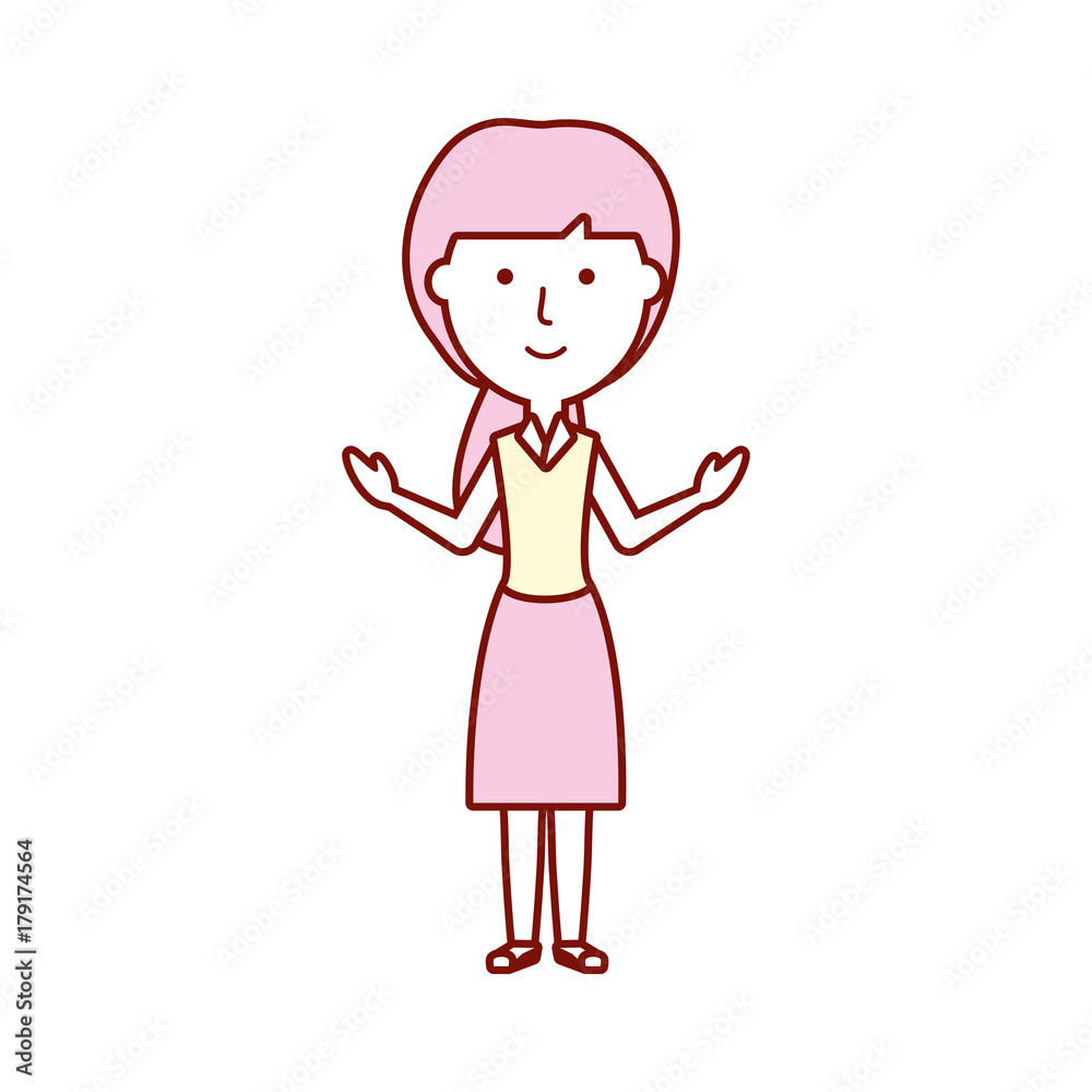 flat line colored teacher woman over white background vector illustration flat line colored teacher woman over white background vector illustration