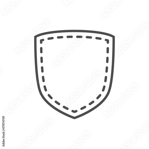 Shield shape icon. Black silhouette sign isolated on white. Symbol of protection, arms, coat honor, security, safety. Flat retro style design. Element vintage heraldic emblem Vector illustration © alona_s