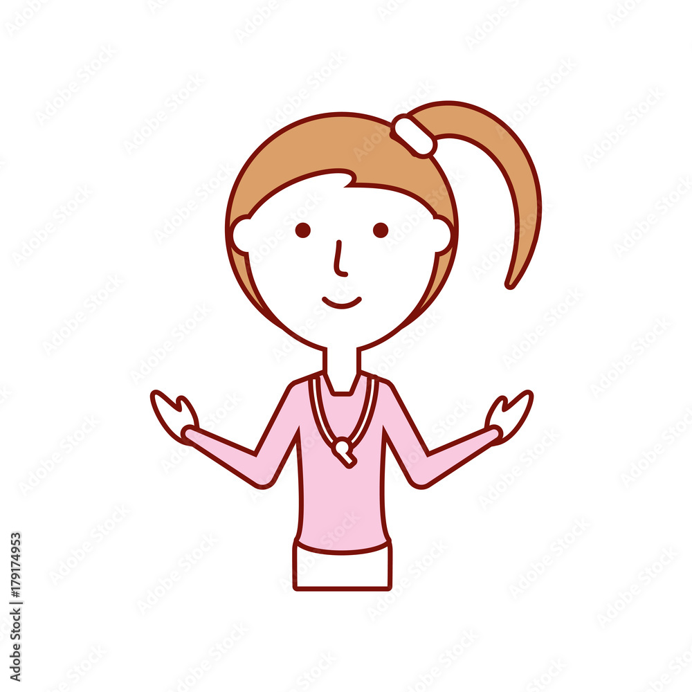 flat line colored teacher woman over white background vector illustration flat line colored teacher woman over white background vector illustration