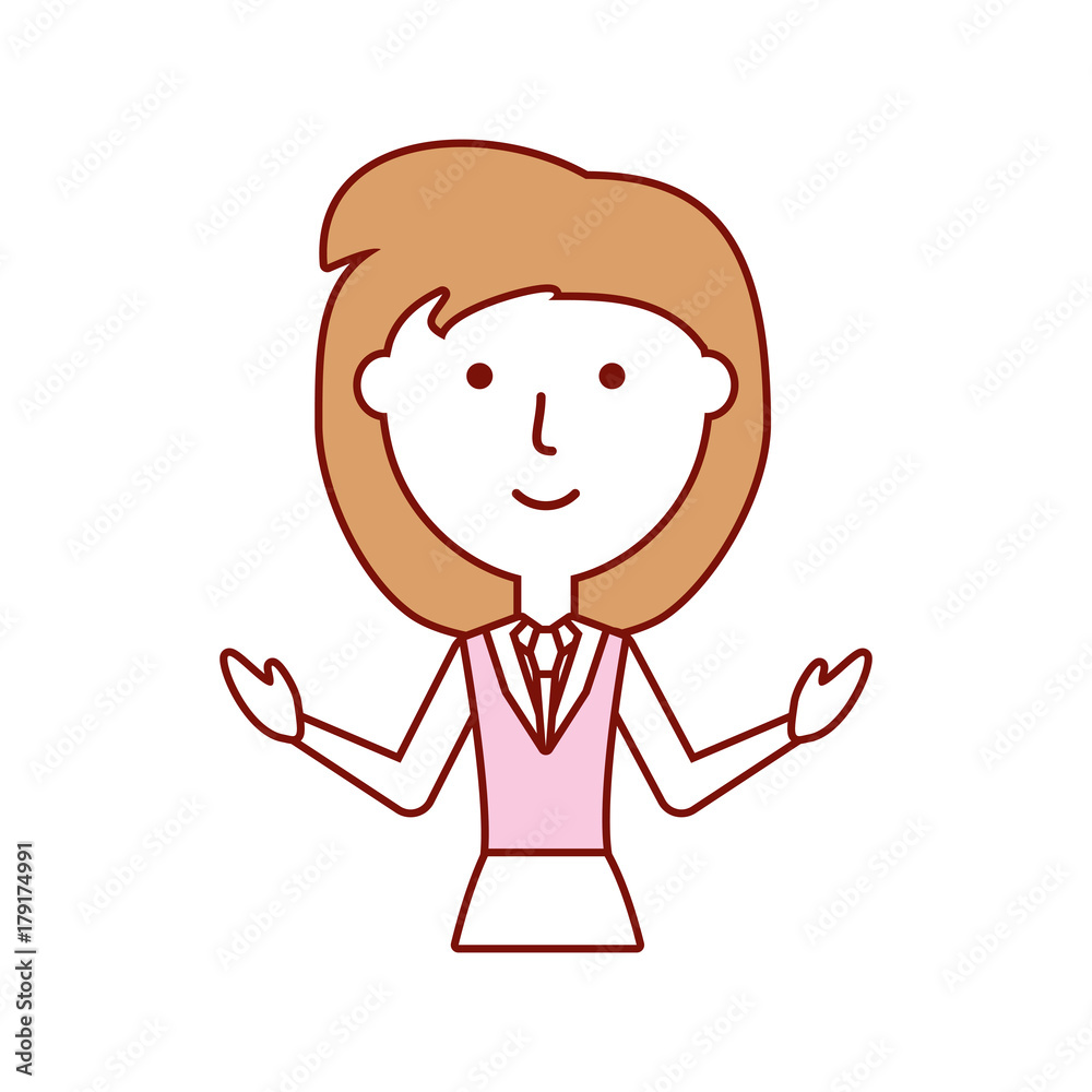 flat line colored teacher woman over white background vector illustration flat line colored teacher woman over white background vector illustration