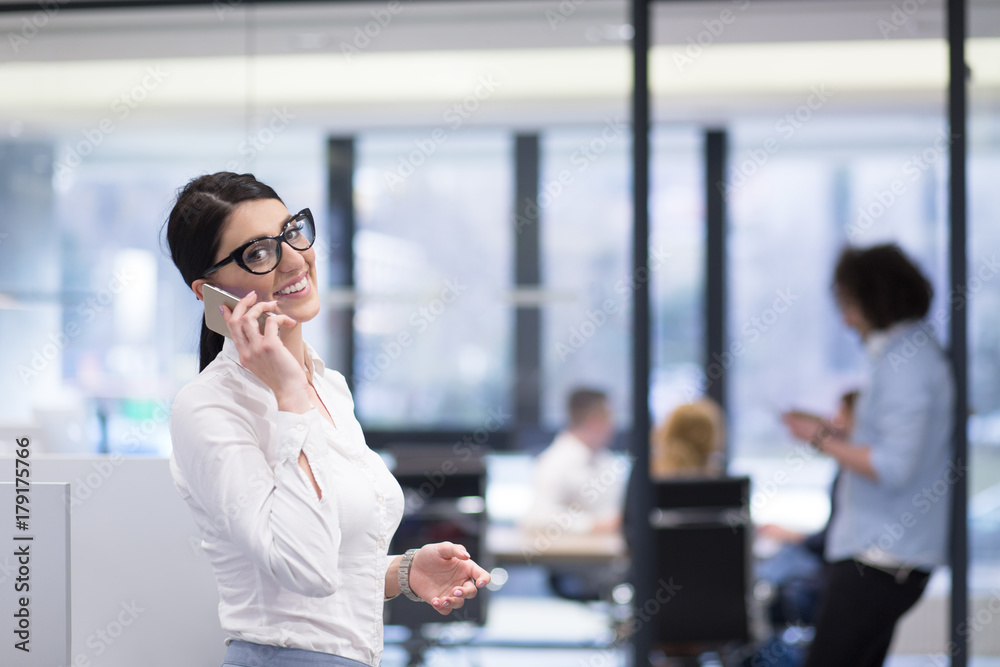 Elegant Woman Using Mobile Phone in startup office building Elegant Woman Using Mobile Phone in startup office building