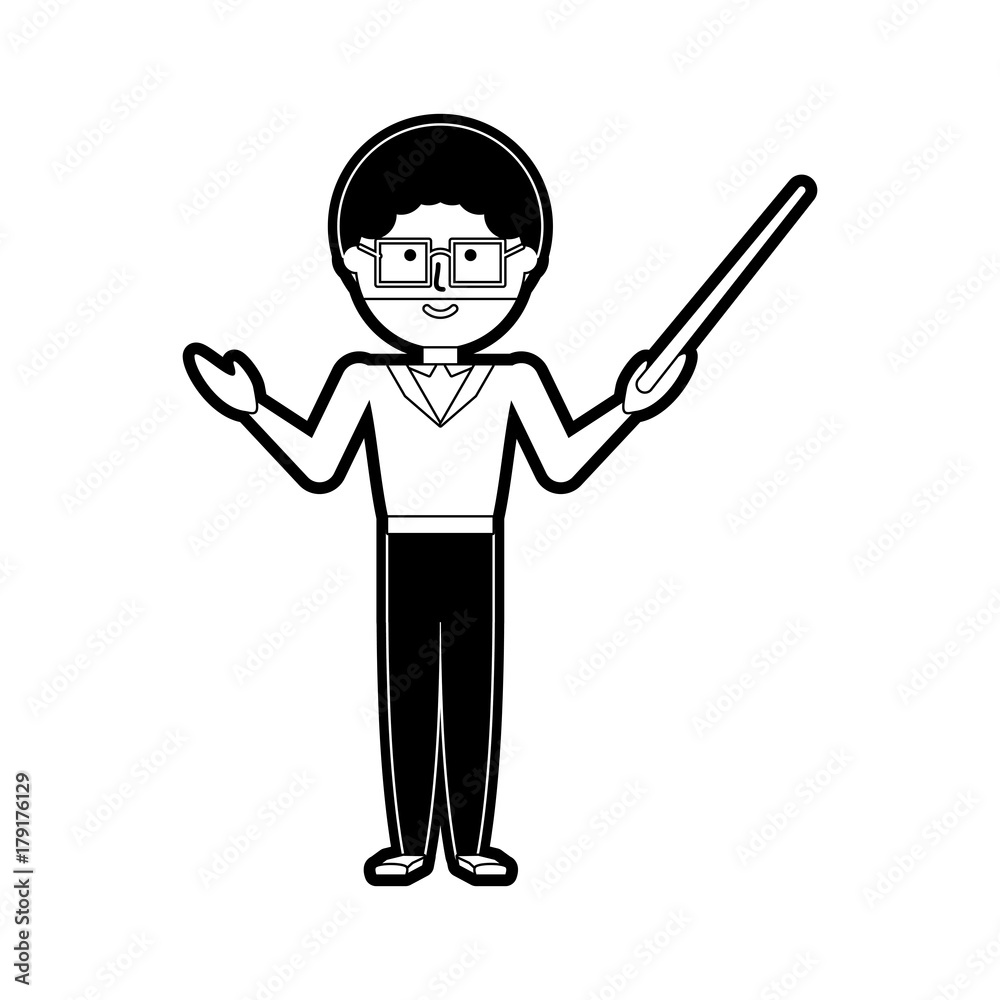 flat line monochromatic teacher man over white background vector illustration flat line monochromatic teacher man over white background vector illustration
