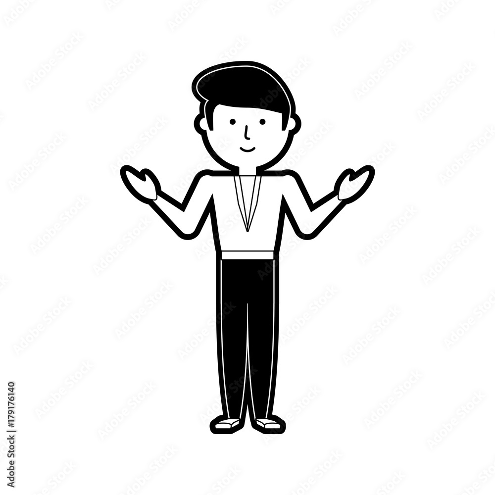 flat line monochromatic teacher man over white background vector illustration flat line monochromatic teacher man over white background vector illustration