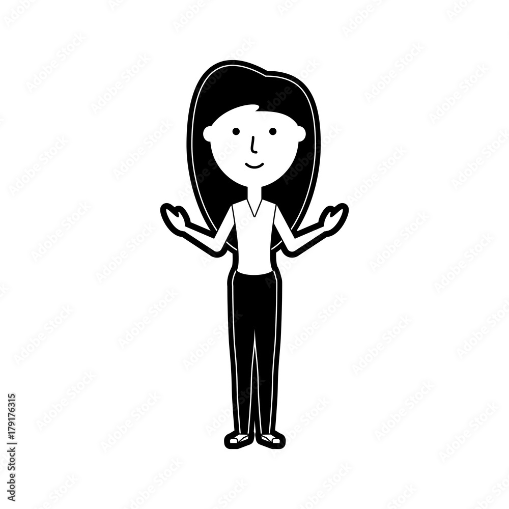 flat line monochromatic teacher woman over white background vector illustration flat line monochromatic teacher woman over white background vector illustration