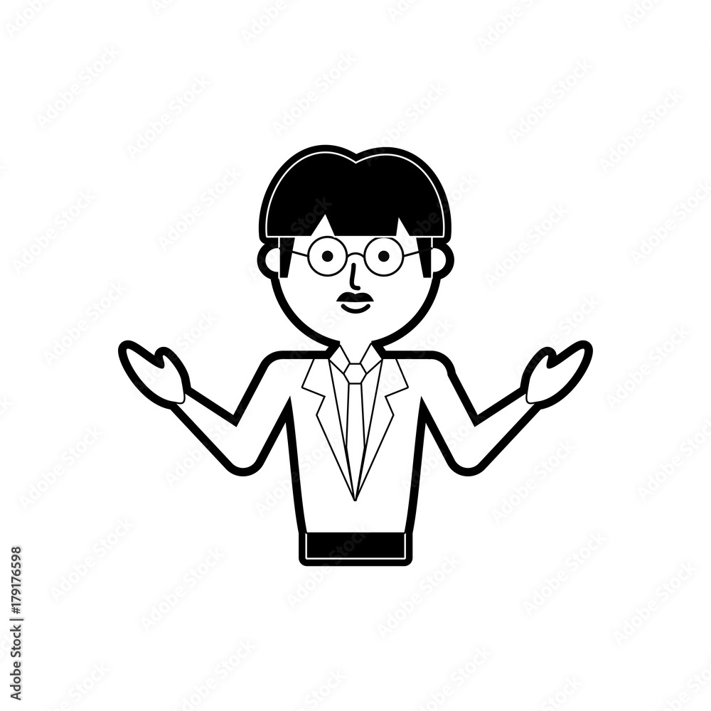 flat line monochromatic  teacher man over white background vector illustration