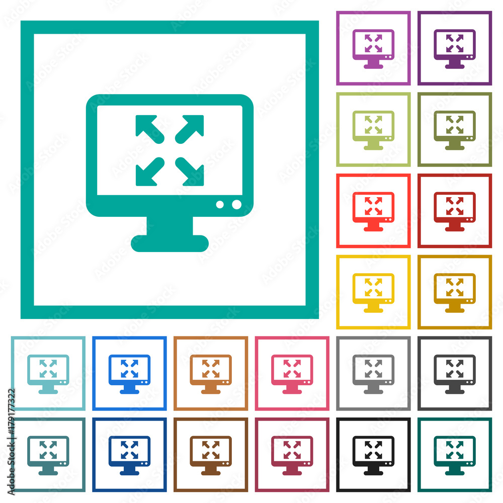Change to fullscreen view flat color icons with quadrant frames Change to fullscreen view flat color icons with quadrant frames