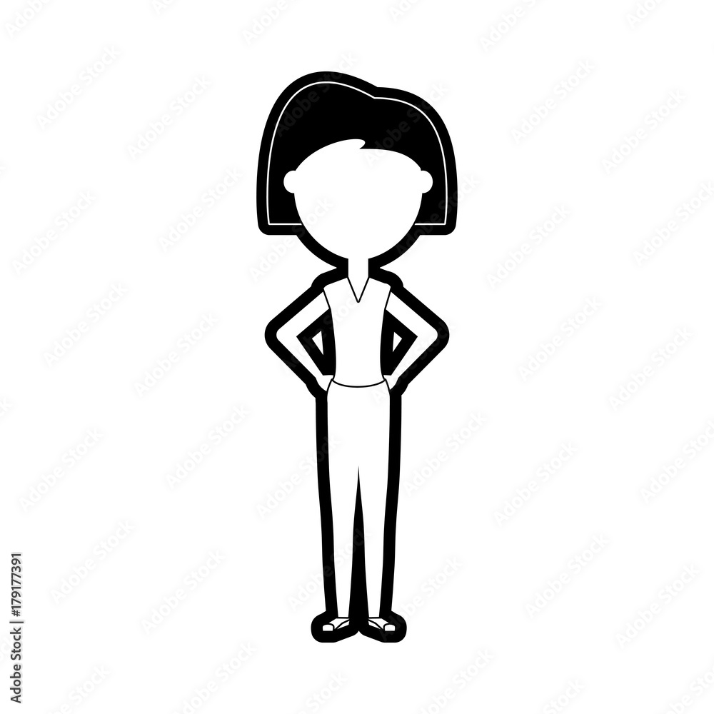 flat line monochromatic teacher woman over white background vector illustration flat line monochromatic teacher woman over white background vector illustration