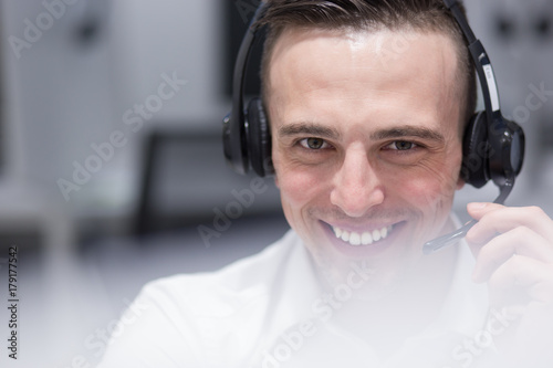 male call centre operator doing his job