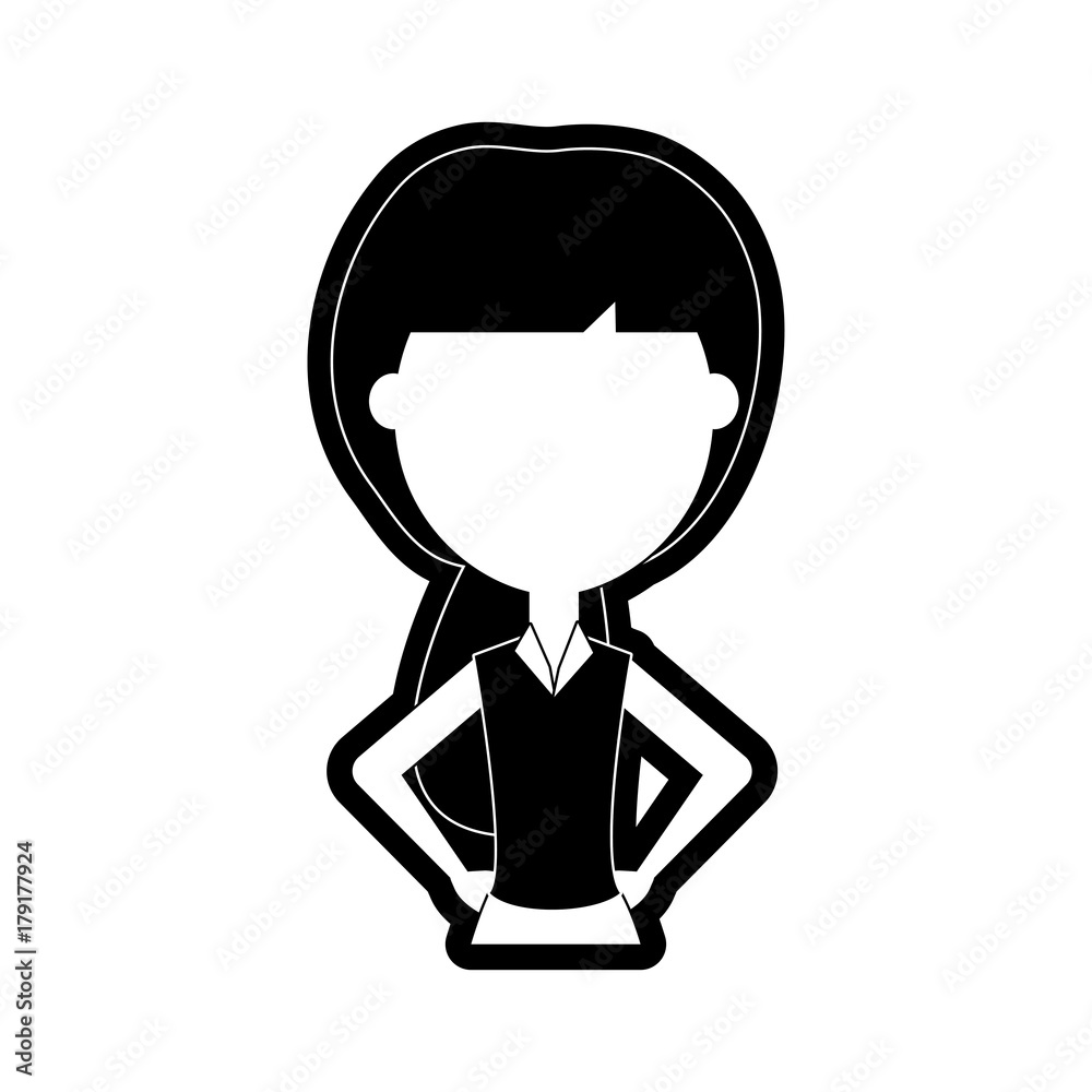 flat line monochromatic teacher  woman over white background  vector illustration