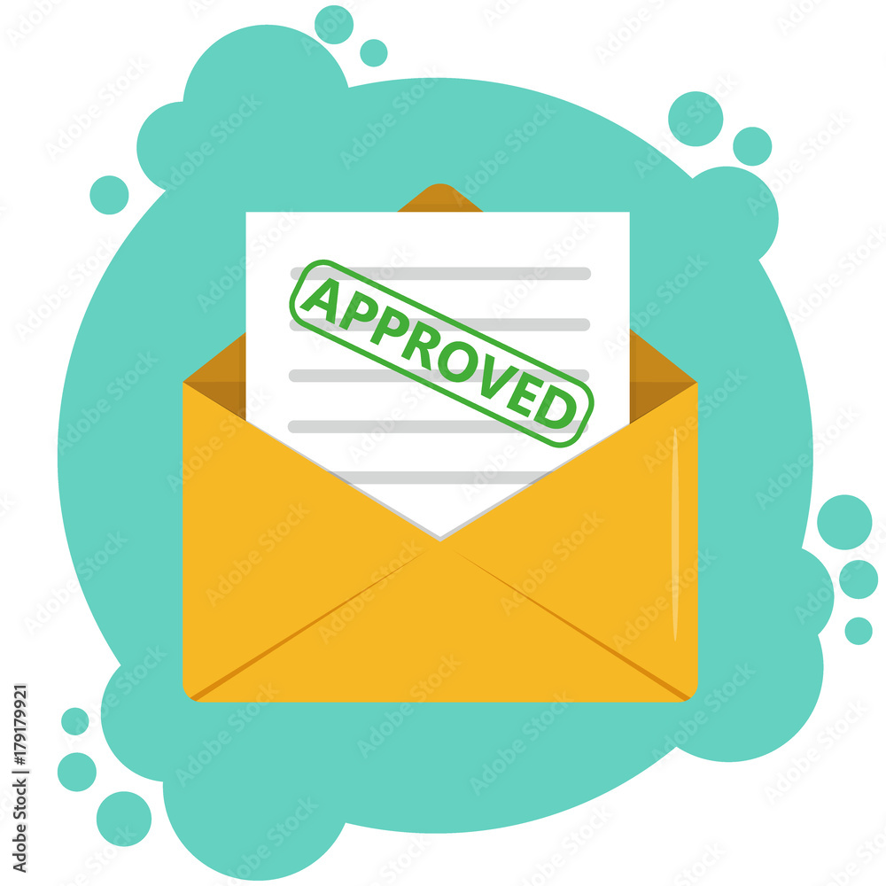 Envelope with approved document concept. Paper envelope with approved letter. illustration. Envelope with approved document concept. Paper envelope with approved letter. illustration.