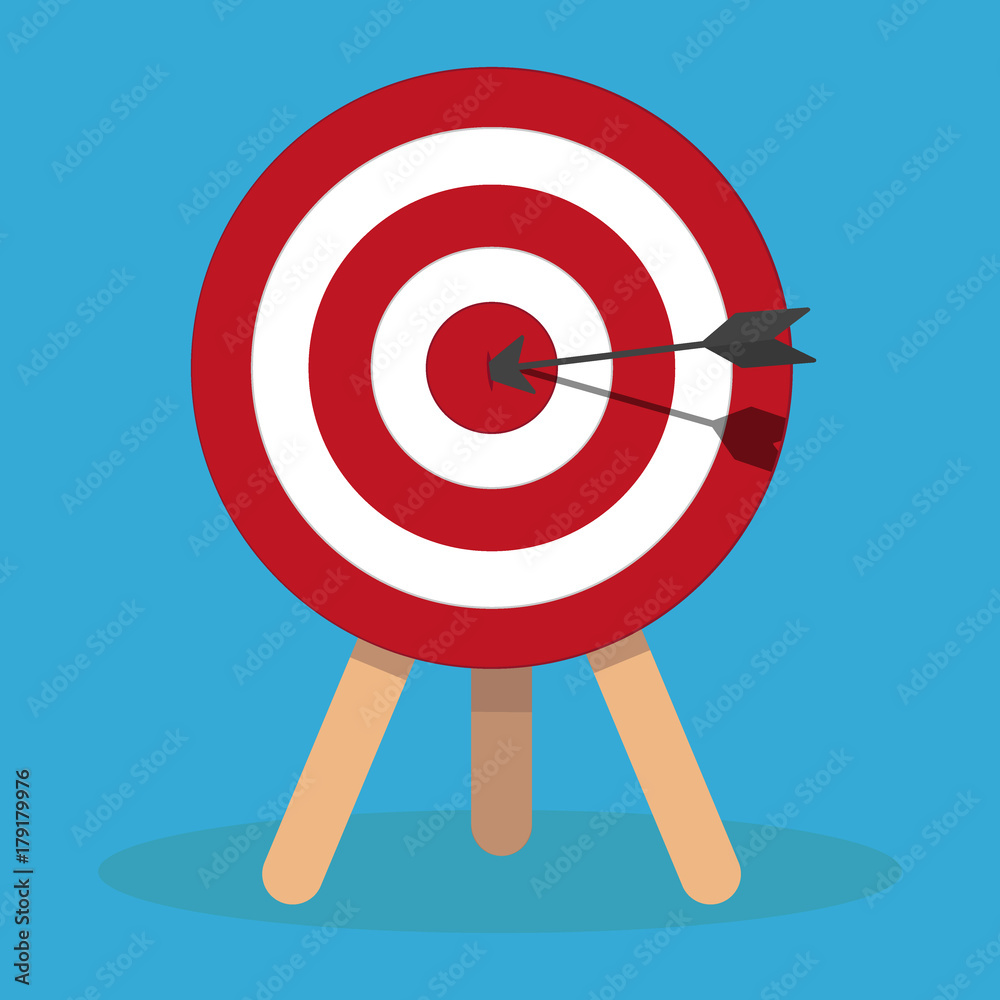 Target on wooden tripod. Business target concept. Achievement and success. Illustration