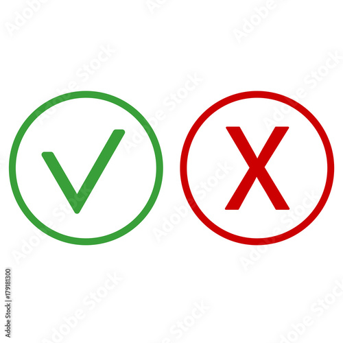 Checkmark and x or confirm and deny icon for apps and websites