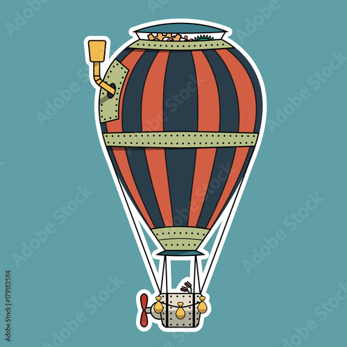 Steampunk colorful hot air balloon
