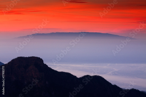 "El Hierro" island seen froma top of "La Palma" island. Canary Islands (Spain)