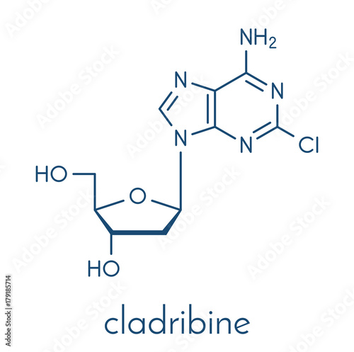 Cladribine cancer drug molecule. Skeletal formula.