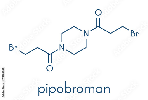 Pipobroman cancer chemotherapy drug molecule. Skeletal formula.