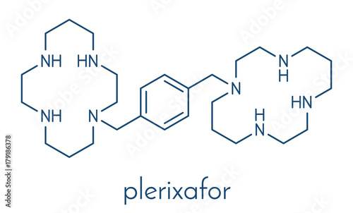 Plerixafor cancer drug molecule. Skeletal formula.
