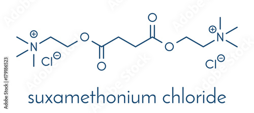 Suxamethonium chloride (succinylcholine) muscle relaxant drug molecule. Skeletal formula. photo