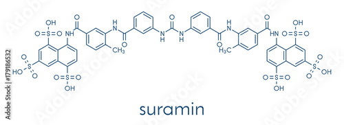 Suramin sleeping sickness drug molecule. Skeletal formula.