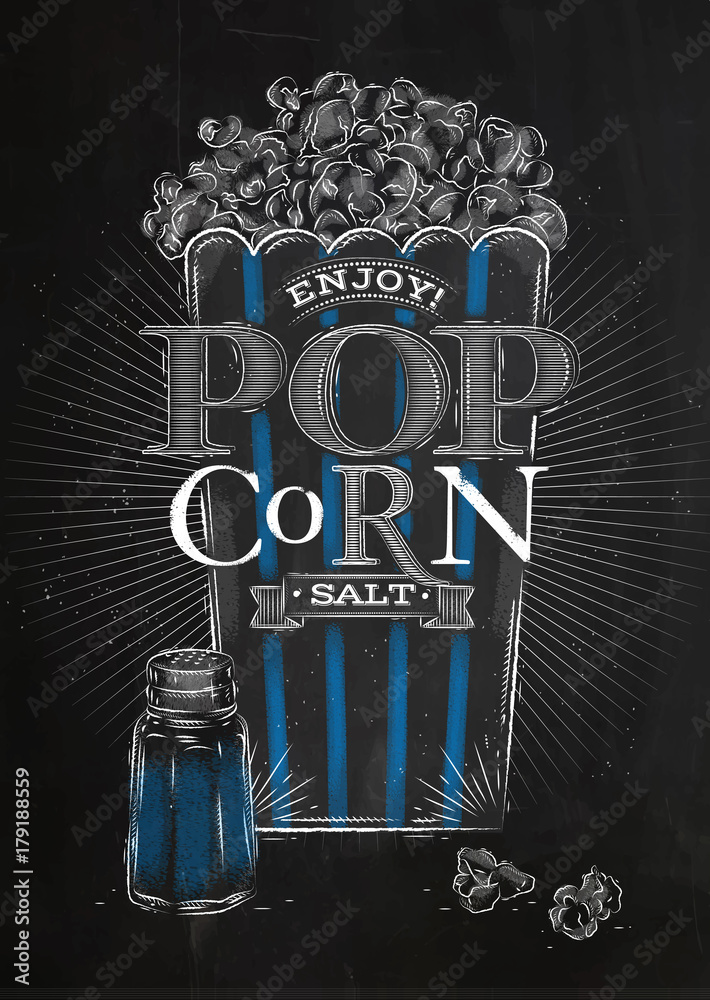 Plakat popcorn soli czarny <span>plik: #179188559 | autor: anna42f</span>