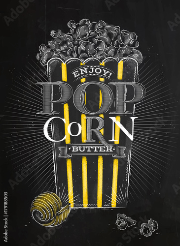 Plakat Plakat masło popcorn czarne