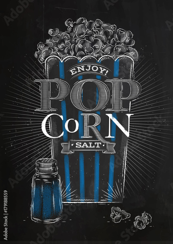 Plakat Plakat popcorn soli czarny