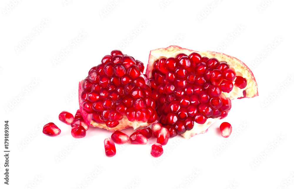 Pomegranate isolated on white background. Macro. Pomegranate isolated on white background. Macro.