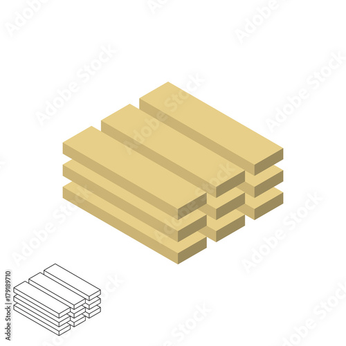 Wood planks icon. Isolated on white background. 3D Vector illustration.
