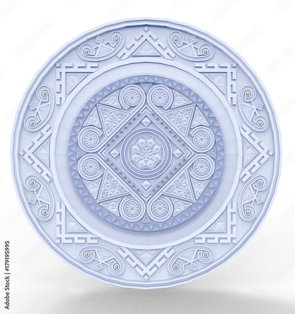 3d illustration of ornament frame. white background isolated. icon for game web.