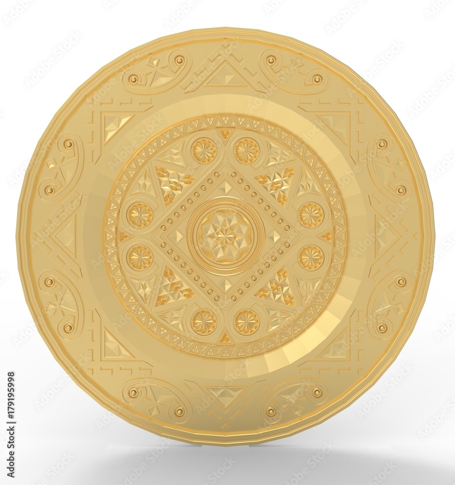 Fototapeta premium 3d illustration of ornament frame. white background isolated. icon for game web.