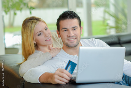 Couple shopping on-line