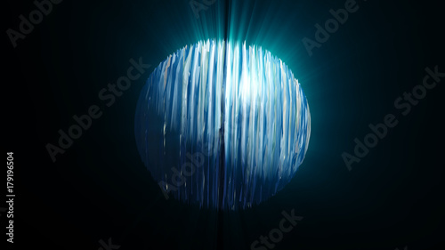 Abstract swirl sphere with shine effect. 3d rendering