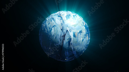 Abstract swirl sphere with shine effect. 3d rendering