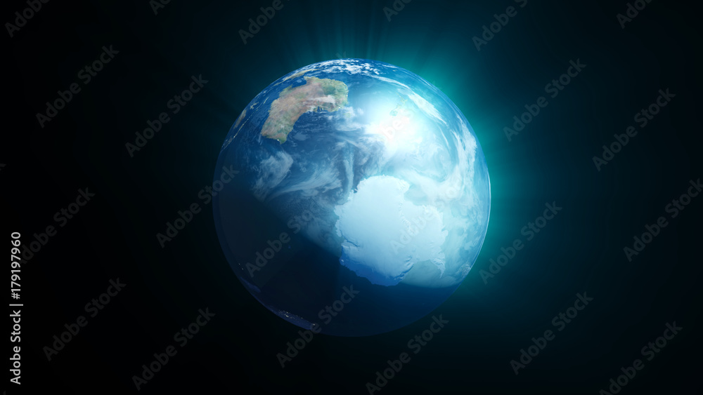 Planet earth with shine effect on black background. 3d rendering Planet earth with shine effect on black background. 3d rendering