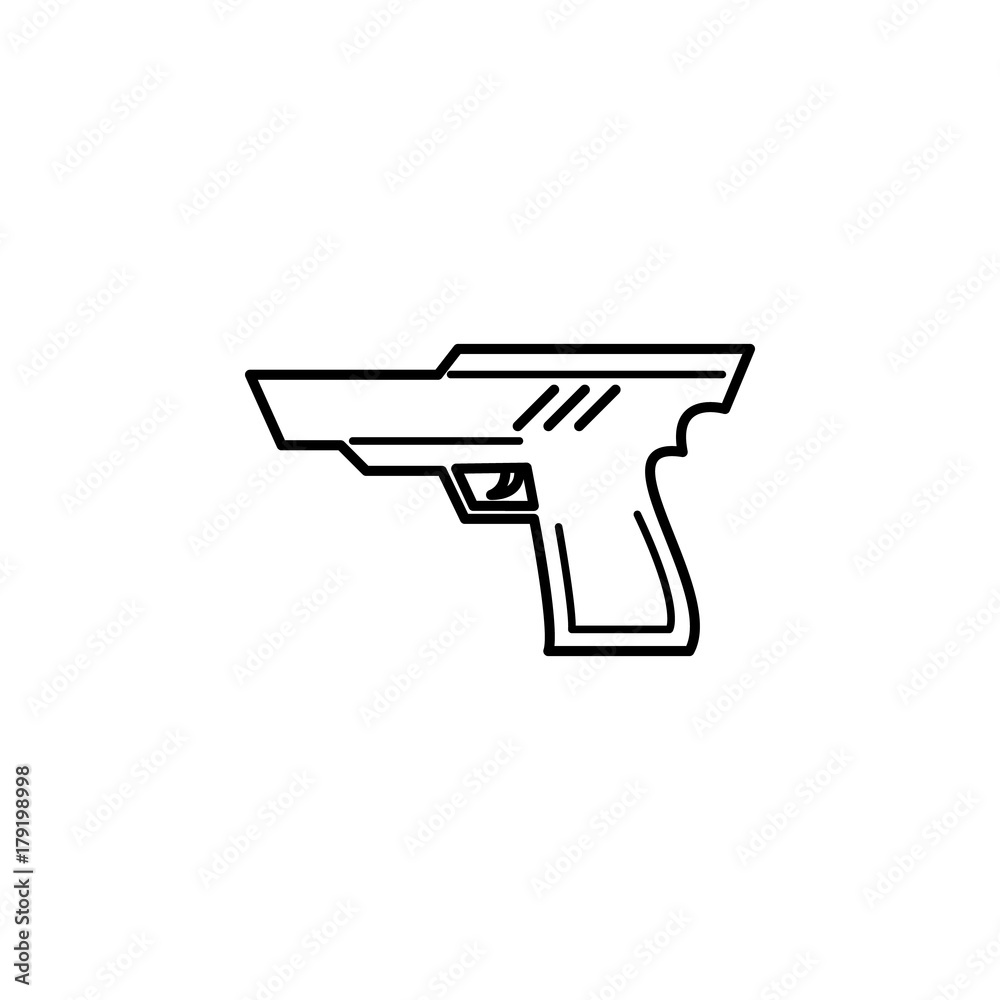 Gaming pistol vector icon. Simple line games icon. Can be used as web element, playing design icon Gaming pistol vector icon. Simple line games icon. Can be used as web element, playing design icon