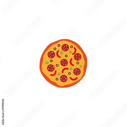 Fototapeta Vector illustration of pizza isolate on white background. Art logo design