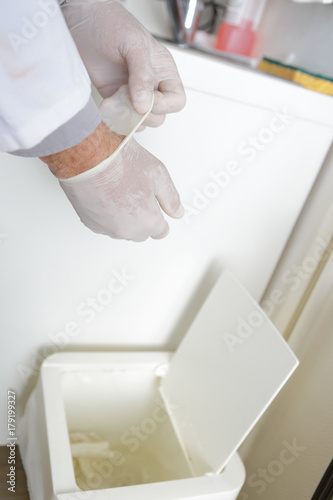 Canvas Print disposing of disposable gloves